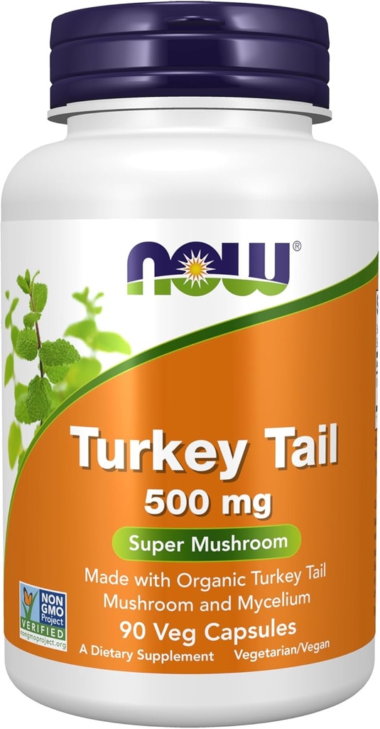 Sekarang makanan Suplemen, Turkey Tail 500 mg, Super Jamur, Dibuat dengan Organik Turkey Mushroom dan Mycelium, 90 Veg Capsules