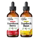 Wild & Organic Hawthorn Berry Tincture 4 fl oz & Burdock Root Tincture 4 fl oz