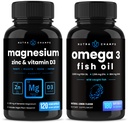 NutraChamps Magnesium Zinc & Vitamin D3 Capsules and Omega 3 Fish Oil Capsules 2 Pack Bundle