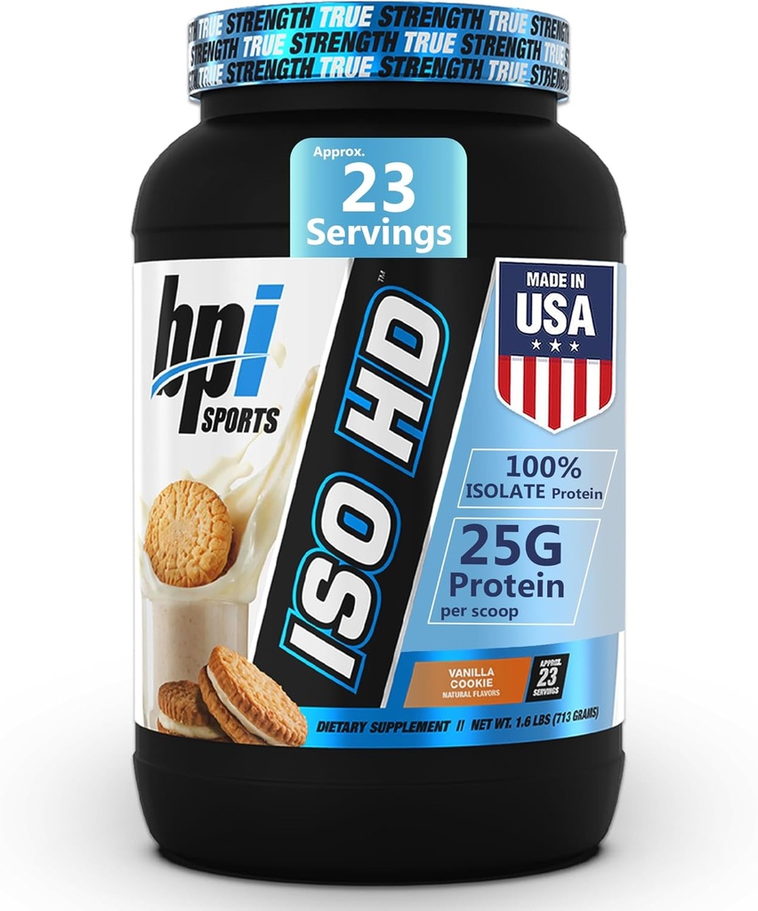 BPI Sports ISO HD izolátum fehérjemosó - 100% tejsavó izolátum, fehérjemosó - vanília cookie - 1,6 Lb - 23 adag
