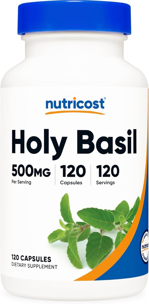 Nutricost Holy Basil Capsules 500 mg, 120 Vegetarian Capsules - Gluten Free, Non-GMO