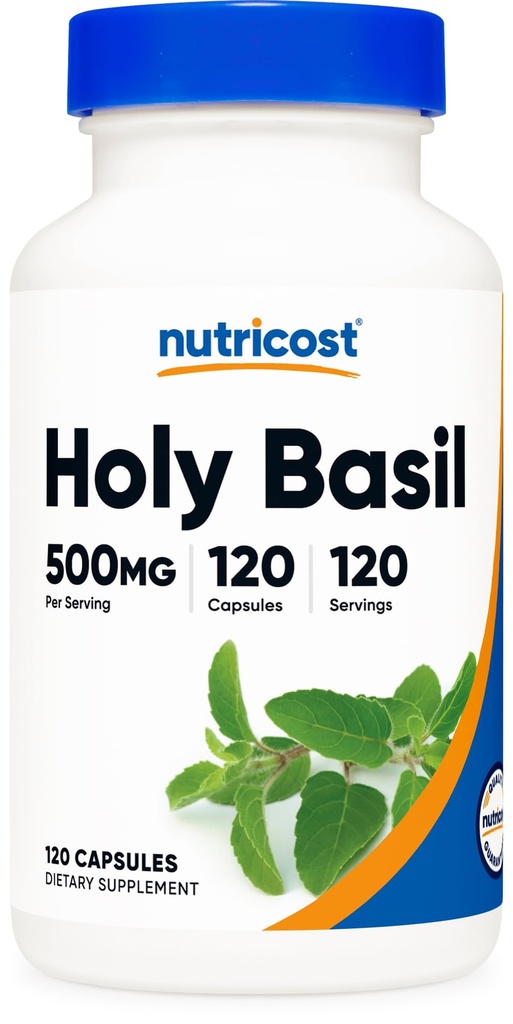 Nutricost Holy Basil Capsules 500mg, 120 Vegetarian Capsules - Gluten Free, Non-GMO