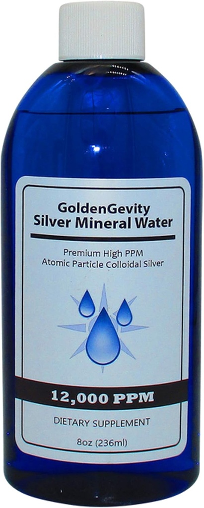 12,000 PPM Bioactive Atomic Colloidal Silver, 8 oz - Non-Toxic, Non-GMO Trace Mineral Immune Support supplement