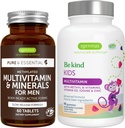 Multivitamin & Minerals for Men + Advanced Kids Multivitamin Gummy Vegan Bundle, Methylated B-Vitamins, Vitamin A, C, D3 & E, Clean Label, 60 Tablet + 90 Berry Flavor Gummies, Igennusen eskutik