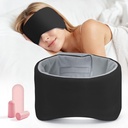 Weighted Sleep Mask for Women Men, Eye Mask for Sleeping with Ear Cover | Cooling & Soft Reversible, Ear Pads & Earplugs, Adjustable Headband, Blackout Eye Cover for Side Sleeper, Travel & Nap, Black