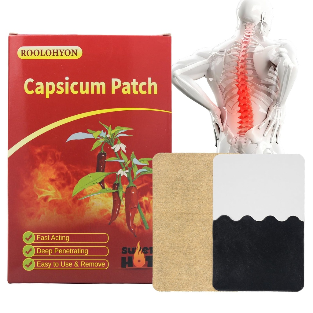 Capsicum Patch 80 Count, Natural Warming Herbal Patch with Capsicum Extract, Long Lasting Heat Patch for Back, Neck, Shoulder & Muscle Comfort