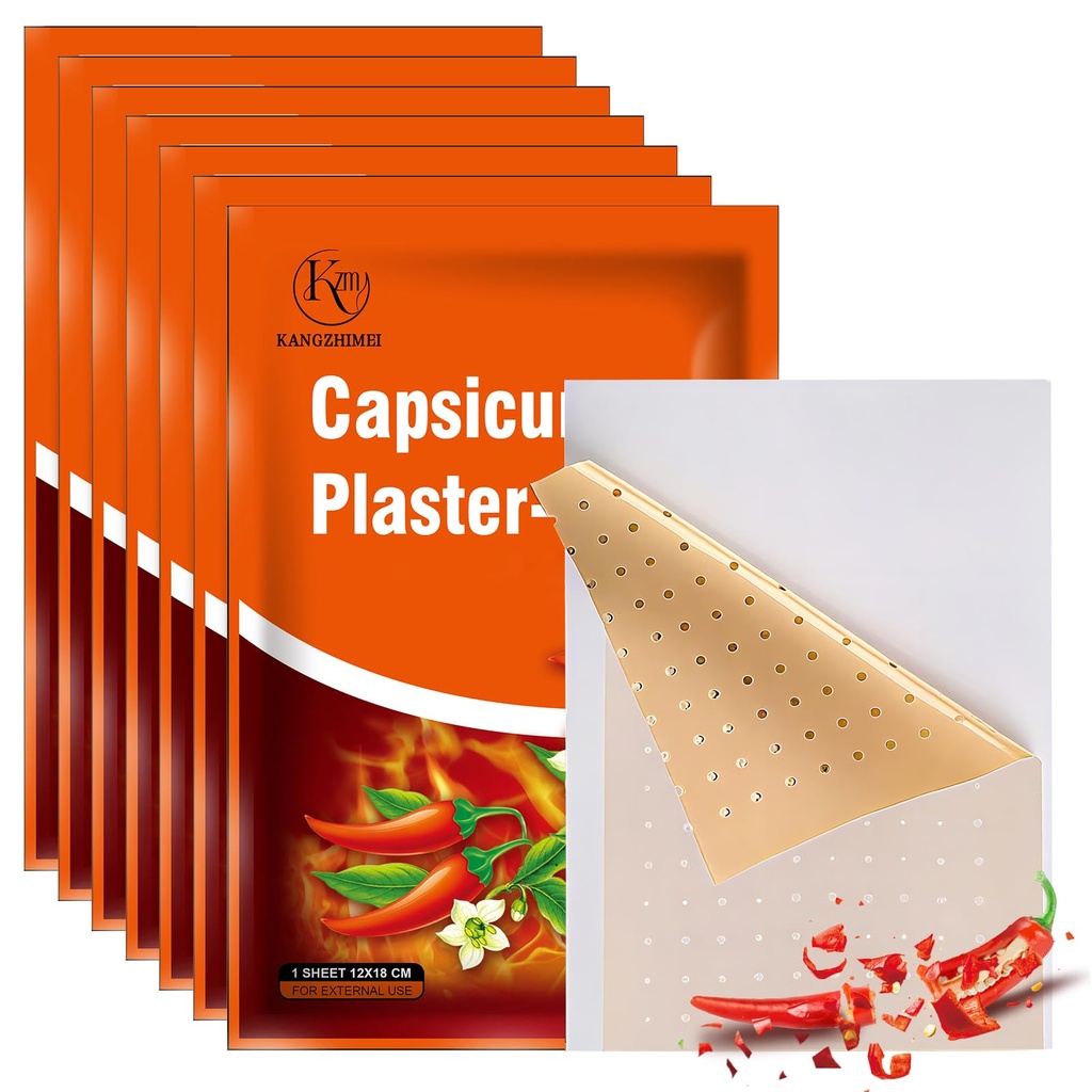 100 Pcs Maximum Strength Capsaicin Patches - XL Muscle and Joint Heat Patch | 4.72"x7.09" Capsicum Plaster for Back, Knee, Neck and Shoulder - Hot Capsicum Patch - Up to 8 Hours