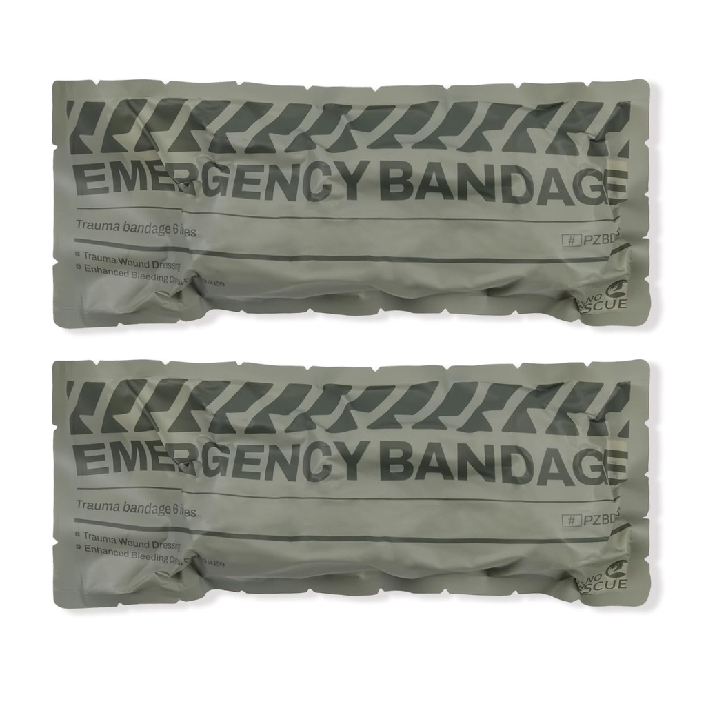 RHINO RESCUE 6" Israeli Emergency Bandage, Tactical IFAK Dressing 2PC | Sterile Combat Dressing, Fast Hemostasis, One-handed Operation, Stretch Elasticity, Compression Bandage for Wound