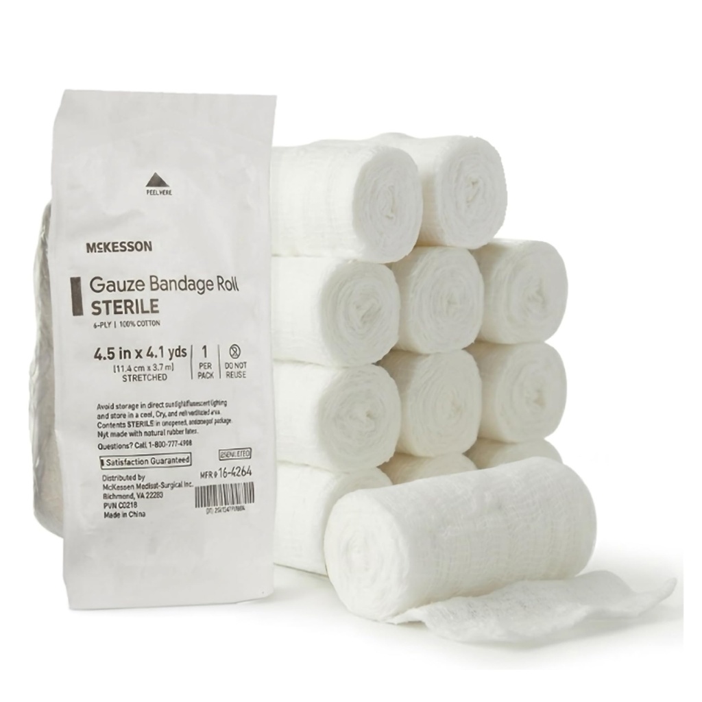 McKesson Sterile Gauze Roll Bandages, 4.5 in x 4.1 yd | Bandage Wrap Vet Wrap