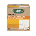 CURAD® Naturals™ Small Gauze Pads with Baking Soda, 2 in x 2 in, 25 Count | First Aid Kit Essentials, 25 Individually Wrapped Sterile Gauze Pad Packages