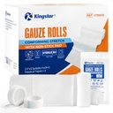 Kingstar Conforming Stretch Gauze Rolls 2.5in x 3.3yds with Non-Stick Pad | 20 Pack Individually Wrapped Sterile Gauze Bandages, Latex-Free Medical Grade Wound Care for Home, Clinic, Vet & Outdoor