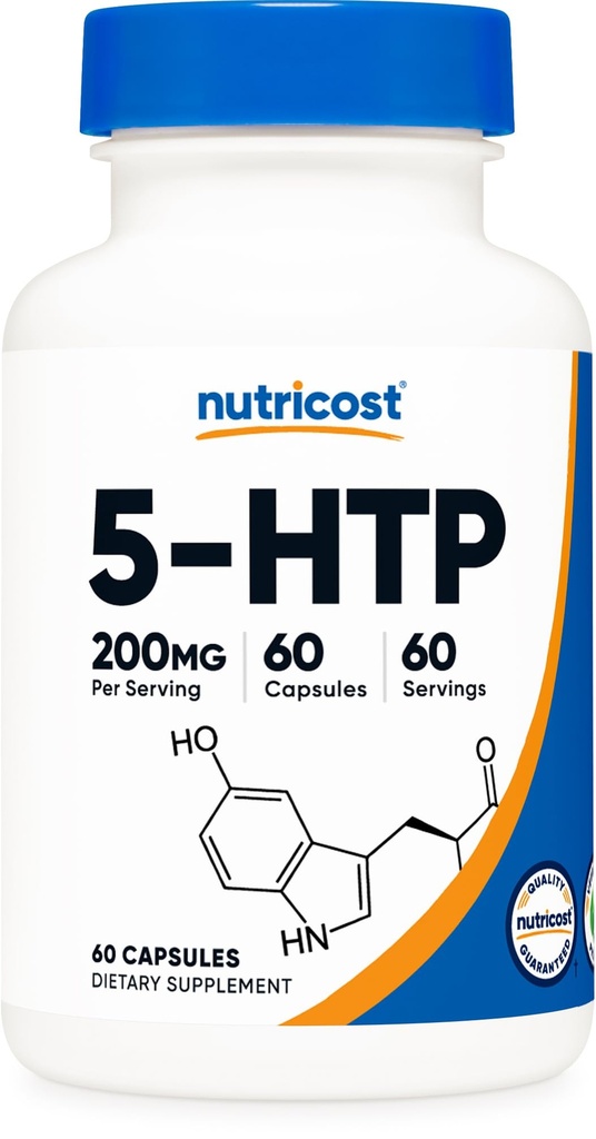Nutricost 5-HTP 200mg, 60 Vegetarian Capsules (5-Hydroxytryptophan) - Non-GMO & Gluten Free