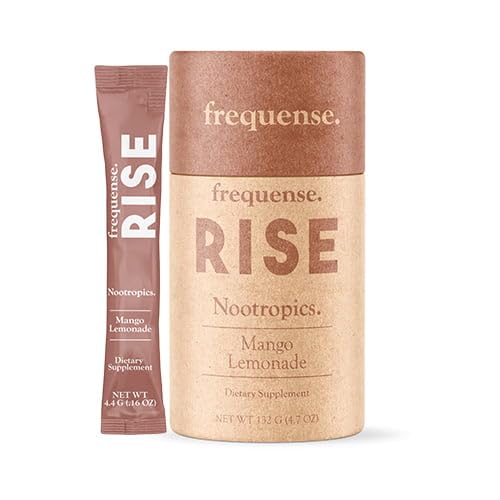 Frequense - Rise Nootropic - Mango Lemonade Sticks - 132g | For Brain Function - with Mushrooms, 132g Green Coffee Caffeine with B Vitamins, Adaptogens, Gluten Free, Dairy Free, Non-GMO