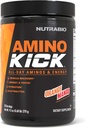 NutraBio Amino Kick – Polvere BCAA con caffeina naturale – Aminoacidi Supplemento per energia, idratazione e recupero – BCAA, elettroliti e aminoacidi – Mango arancione, 30 Serve