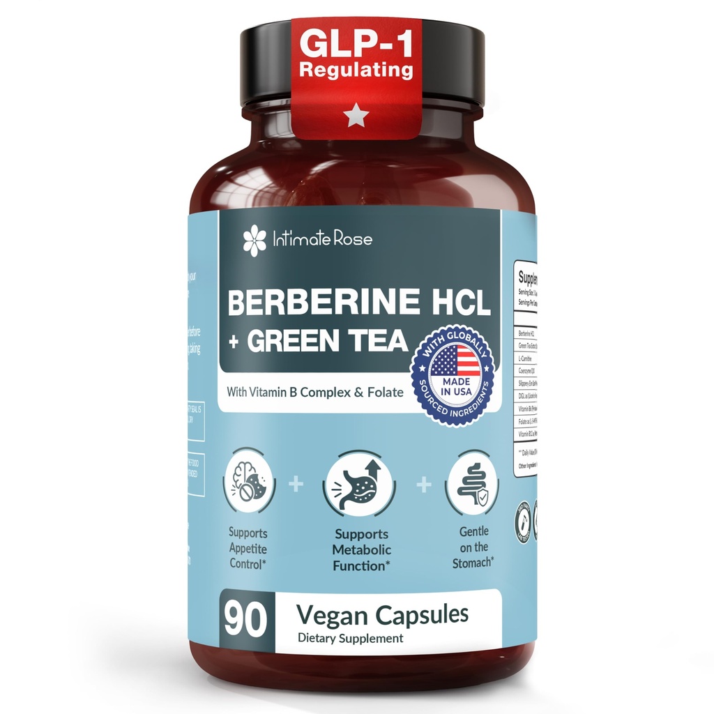 Natural Weight Management with Berberine HCL & Green Tea Extract – Appetite & Craving Control – Metabolism Booster – 90 Capsules