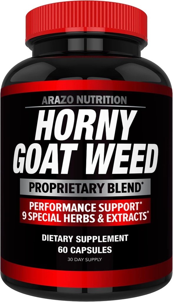 Arazo Nutrition Premium Horny Goat Extract with Maca Root, Ginseng, Muira Puama and L-Arginine - for Men and Women - 100% Pure Herbal Nuttration Suplemen