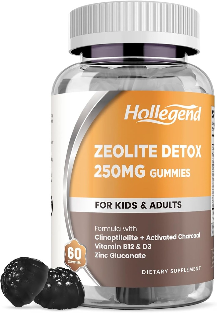Zolite Detox for February Gummies with world Karcoal, Clinopilite Zolite with วิตามิน B12 & D3 สําหรับเด็ก & chools, Cholite Suppleite Supplement for Gut & Imun, Blueberry Flavor, 60 Ct