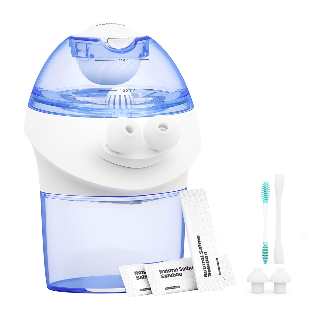 Rechargeable Nasal Irrigation System with Saline Packets | Self-Cleaning Sinus Rinse System with Auto-Stop Helps Support Daily Nasal Rinse at Home & Travel