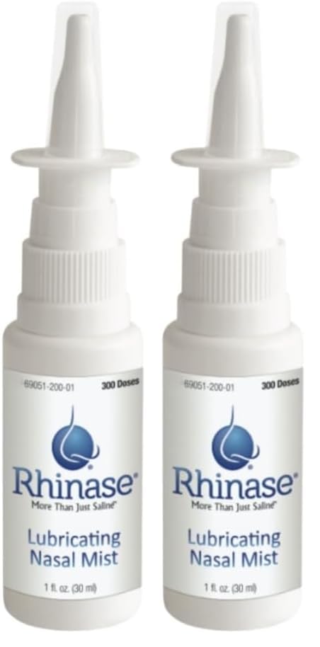 Rhinase Allergy Relief Saline Nasal Spray – Steroid Free, Dual Wetting Agent & Salt Formulation, 300 Sprays for Dry Nose, Allergy, nosebleeds from Nasal Dryness (Pack of 2)