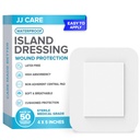 Waterproof Adhesive Island Dressing [Pack of 50], 4" x 5" Sterile Bordered Gauze, Breathable Island Wound Dressing, Individually Wrapped Adhesive Gauze Bandages with Non-Stick Central Pad