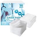 EZGOODZ White Cotton Pads Non Sterile, 2 x 2 Inches. 100 Pack Disposable Non Sterile Pads. 12-Ply Absorbent Surgical Pad. Breathable Medical Squares for Injuries, Scratches