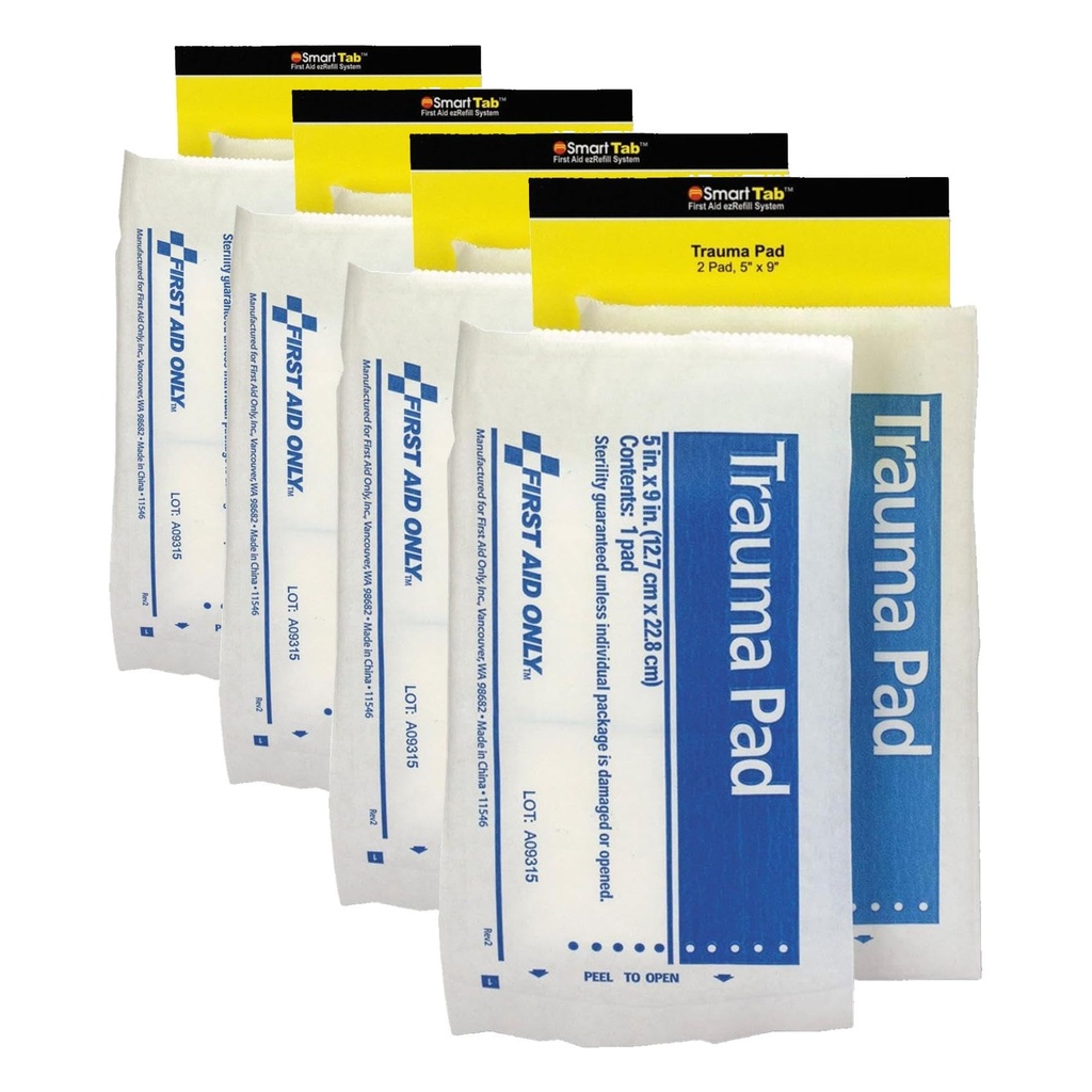 First Aid Only FAE-6024 SmartCompliance Refill 5 x 9 Trauma Pad, 2 Count (Pack of 4)