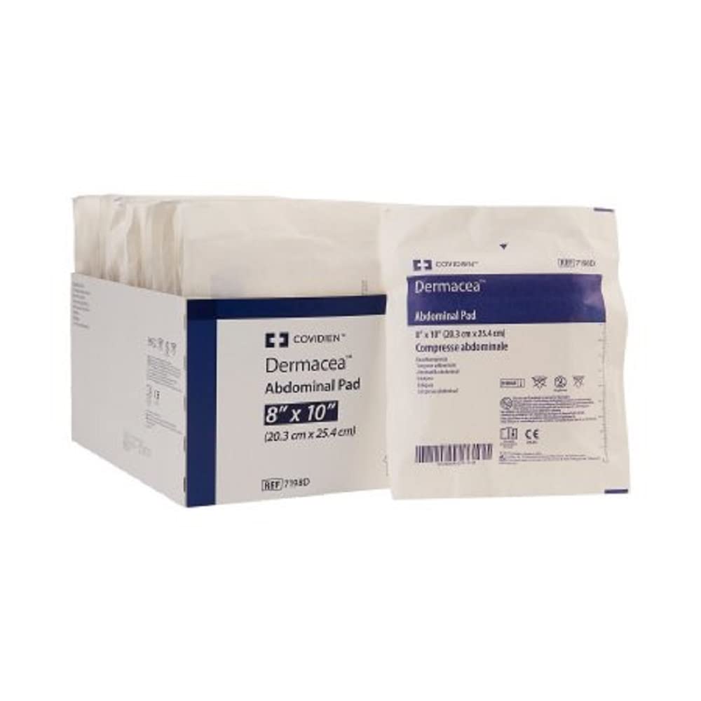COVIDIEN Dermacea Abdominal Pad, 8 X 10 Inch, 18 Count