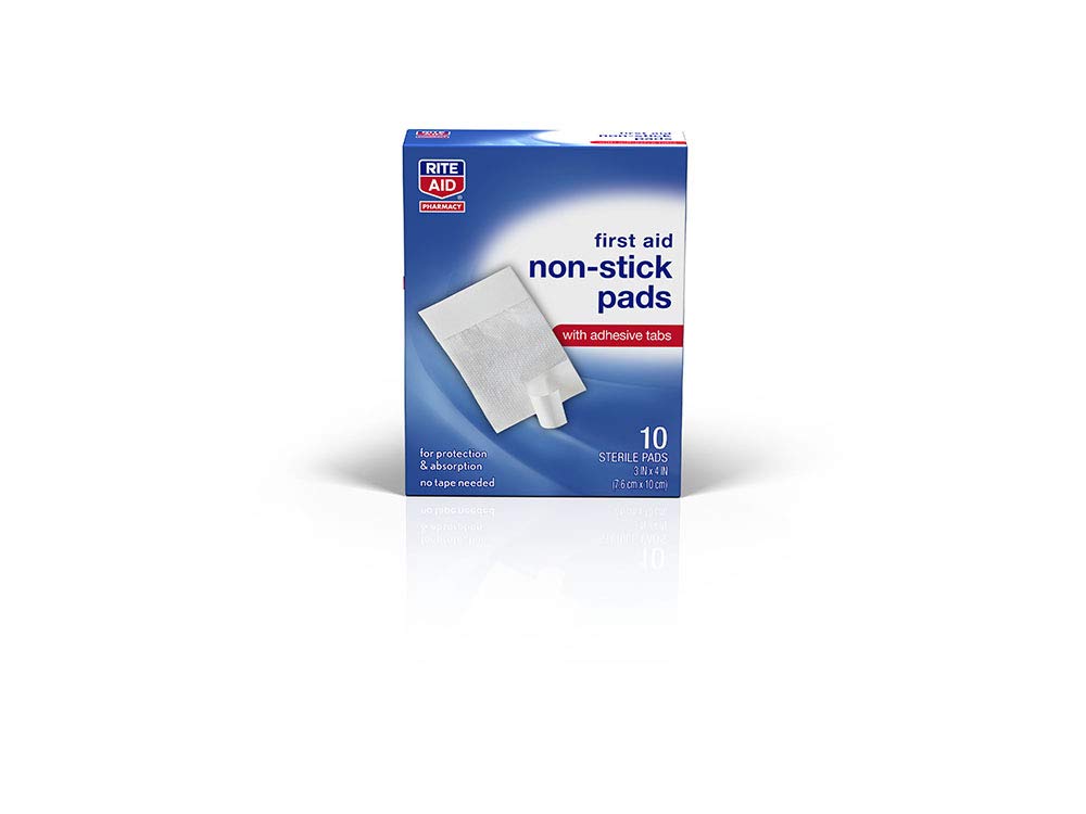 Rite Aid 3x4 Non-Stick Pads with Adhesive Tabs - 10 ct