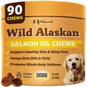 Natural Dog Company Wild Alaskan Salmon Chews for Dogs – Fish Oil Supplement with EPA & DHA for Itchy Skin, Coat, Brain, Joints & Immune Health, Daily Omega-3 Chews, 90 Count