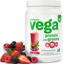 Vega Premium Protein + Supergreens, Berry – 20g Vegan Protein, Dairy & Gluten Free, 19.2 oz (18 Servings)