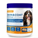 Omega 3 Fish Oil for Dogs Skin & Coat, Allergy & Itch 100 Ct | Pure wild Alaskan salmon oil with 180mg EPA + 120mg DHA per chew. For skin, coat, shedding, itch & seasonal allergies.