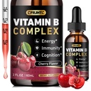 CFILIHTC Vitamin B Complex Liquid Drops, B Vitamins Complex Supplement with B1, B2, B3, B5 B6, B7, B9 & Methyl B12 Drops for Adults & Kids, Vegan, Cherry Flavor