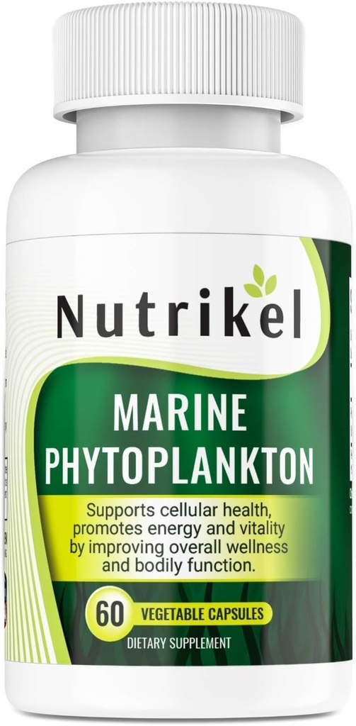 Marine Phytoplankton Omega 3 Dodatek - Algae kapsle na bázi plantanů pro energii, Focus & Cellular Support - Vegan Superfood for Brain, Heart & Skin Health - 1,000mg - 60 Vegan Kapsle