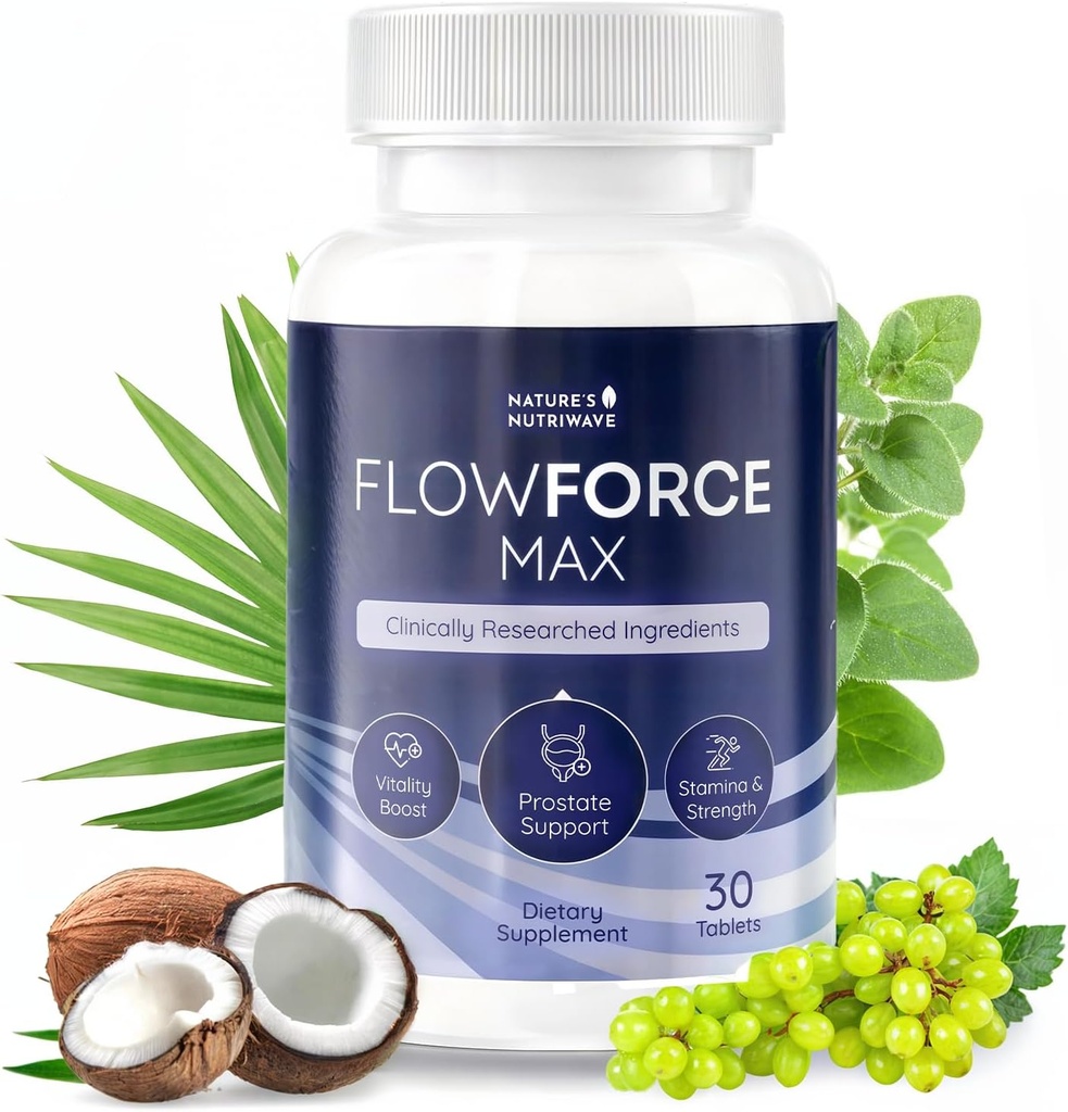 FlowForceMax Bylinný Supplement - Přírodní Plant- Based Formule s pilou Palmetto Extract 124; 30 Žvýkací tablety, 1 měsíc Dodávka, Made in USA