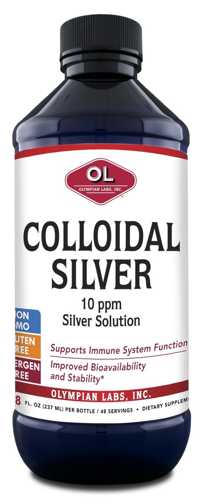 Olympian Labs Colloidal Silver 8floz 45 Servings - 10ppm Purified Bioavailable Silver Immune Support