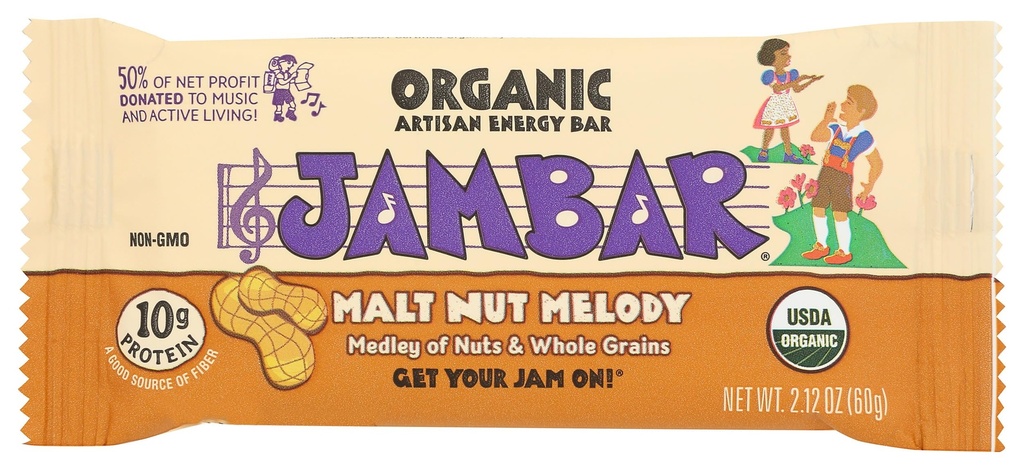 Jambar, Bar Energy Malt Nut Melody Organic, 2.12 Ounce