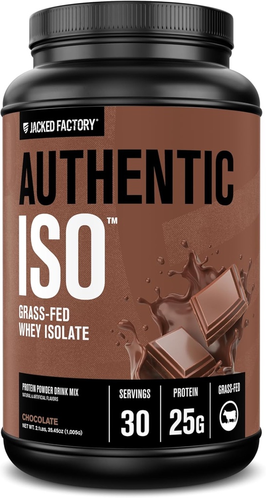 Fabrica Jacked Autentic ISO Grass Fed Whey Pulbere de proteine Izolate - Carb scăzut, non-GMO de culturi musculare Proteina w/Nu Fillers, Post de recuperare antrenament, Ciocolată