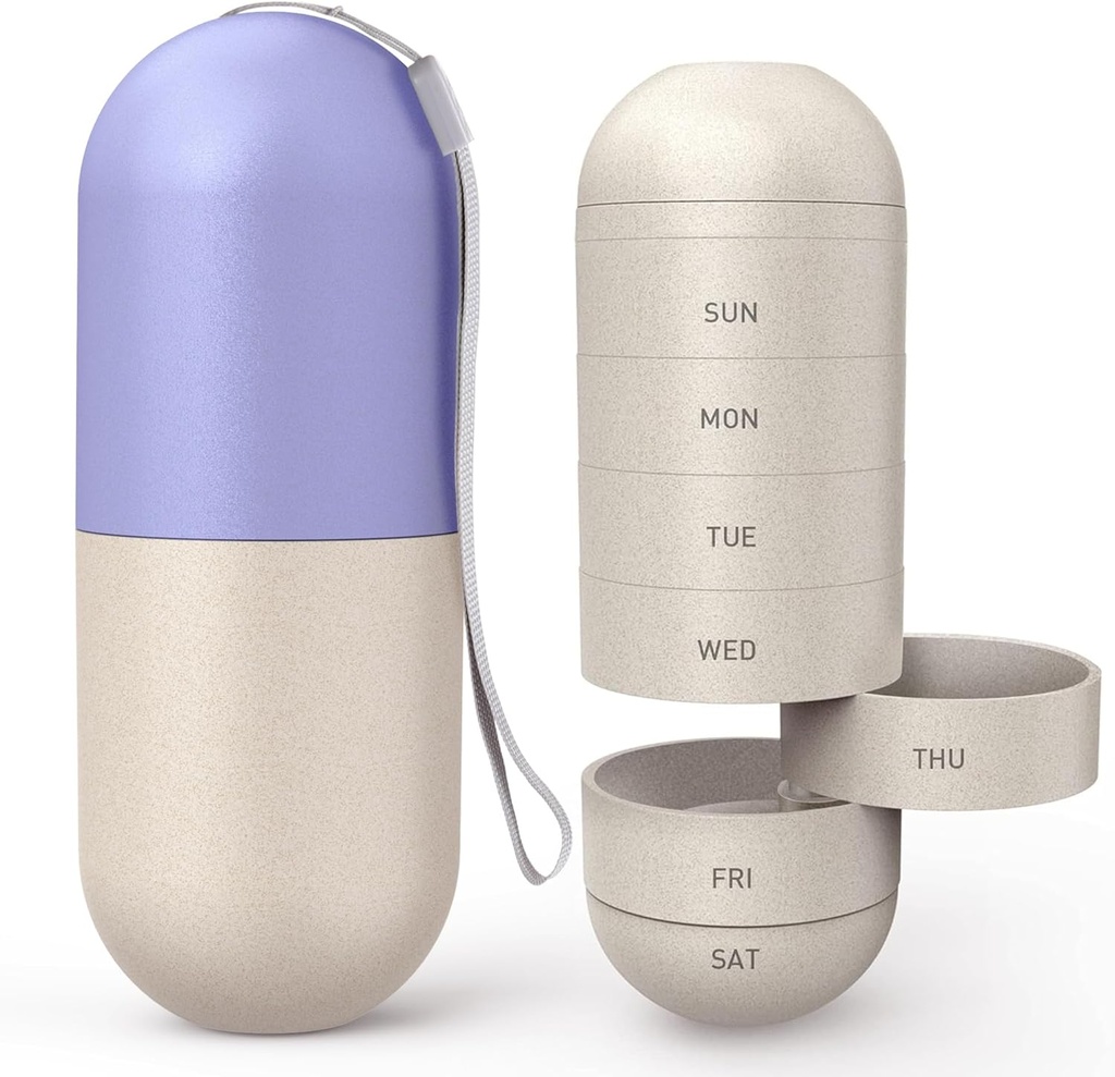 Zannaki Ətraflı Ətraflı Ətraflı Fiber Moisture Proof Cute Weekly Pill Organizer, Lazer Avtomobiling Markings, piramid Pulsuz Travel Hiking 7 Day Pill Box Case Pills,Vitamins,Fish Oil,Supplements