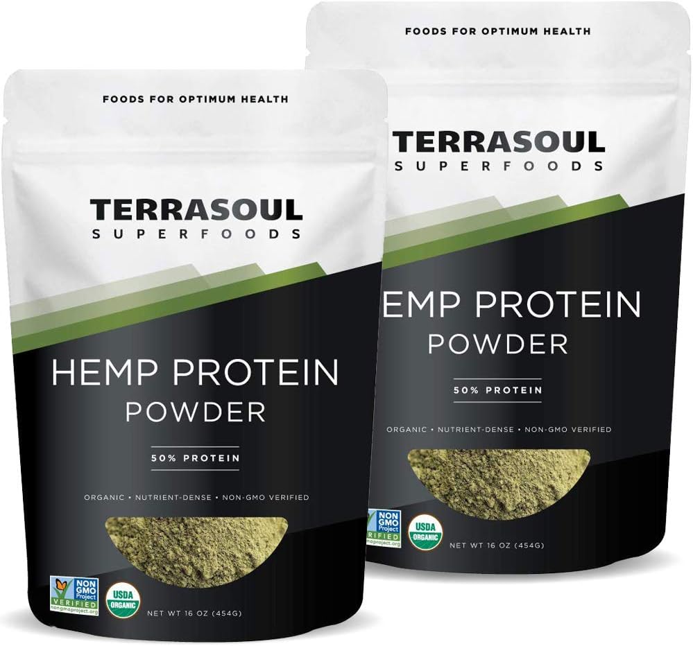 Terrasoul Superfood Organic Hemp proteino milteliai (50% proteinas), 2 balai
