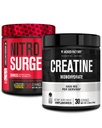 Jacked Factory NITROSURGE Shred Pre Workout Supplement (Blueberry Lemonade, 30 Servings) & Creatine Monohydrate Powder (Unflavored, 30 Servings)