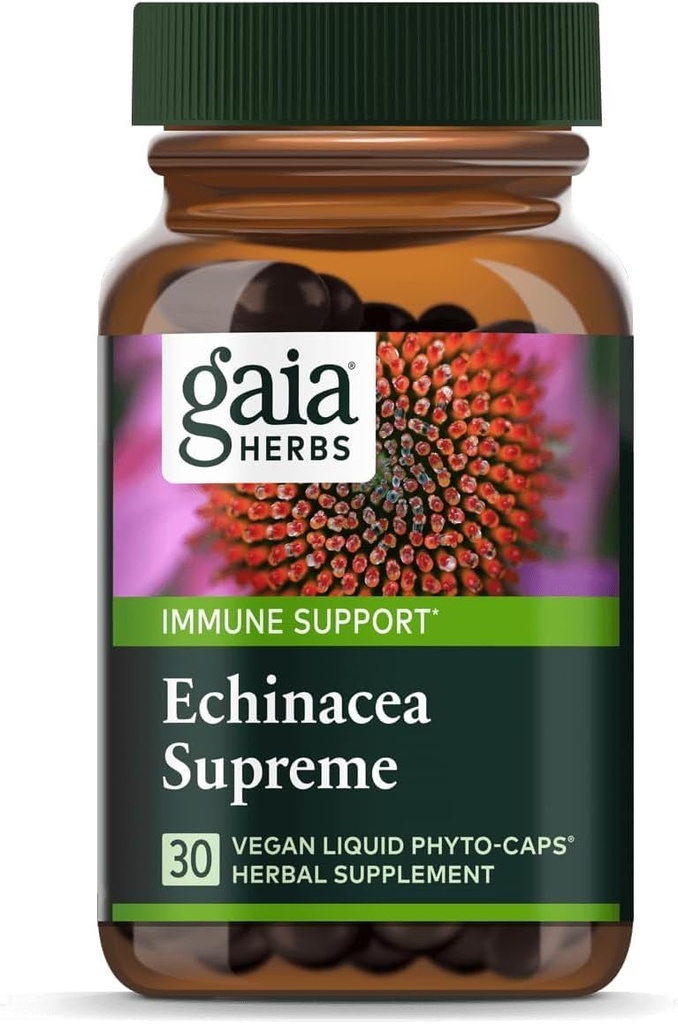Gaia Herbs Echinacea Supreme - Immune Suplement - Echinacea Purpurea & Angustifolia Blend to Support Immune System - 30 Vegan Liquid Phyto-Capsules (15-Deň dodávky)