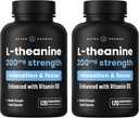 NutraChamps L-Theanin 200mg Kapseln, Double-Strength L-Theanin Flüssigkeit mit Vitamin D3, Bio Kokosöl, 120 Vegan Kapseln (Pack von 2)