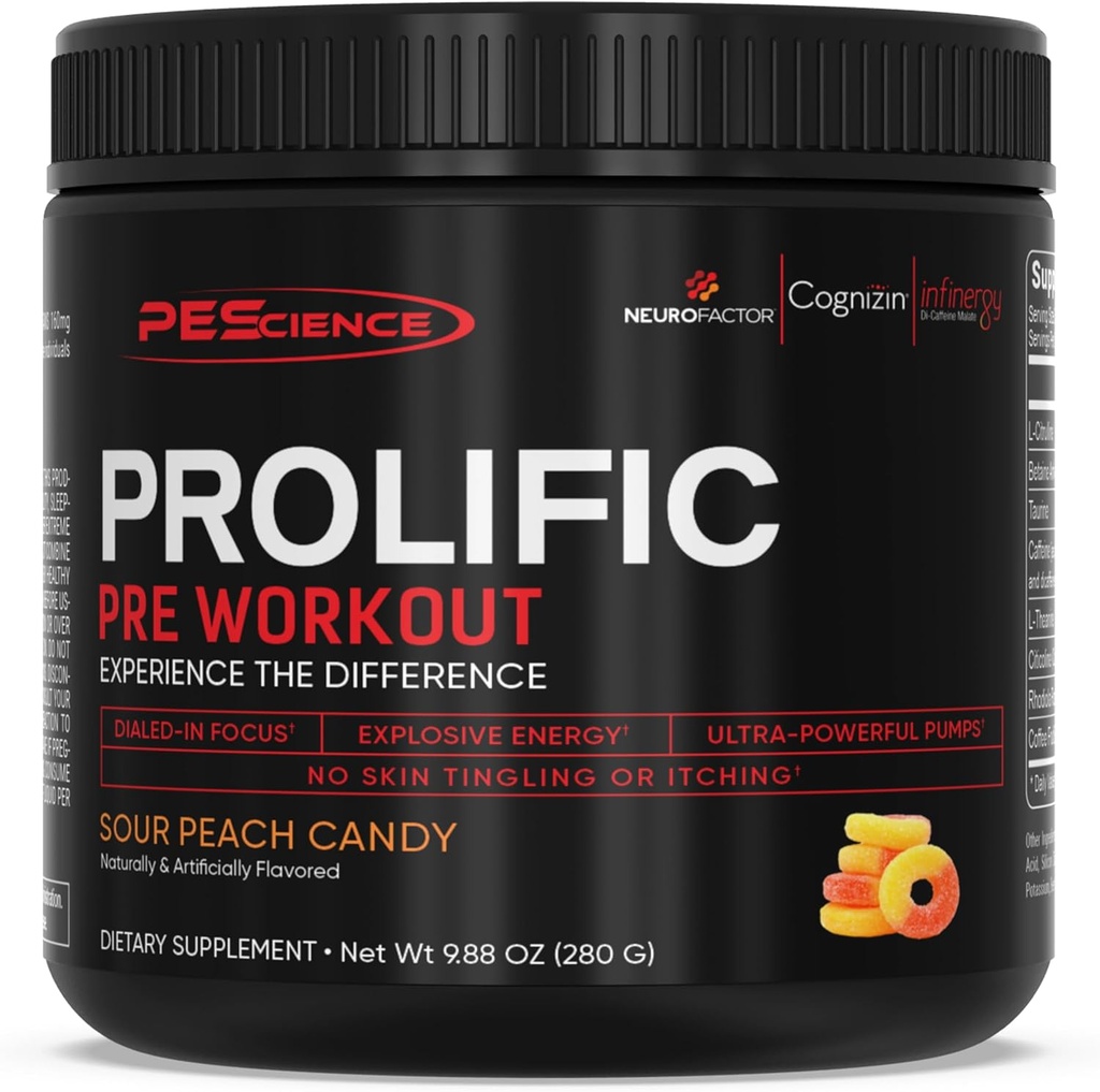 PEScience Prolific Pre Workout Powder for Men & Women with L-Citrulline Nitric Oxide Booster, Energy Powder & Nootropic for Focus 