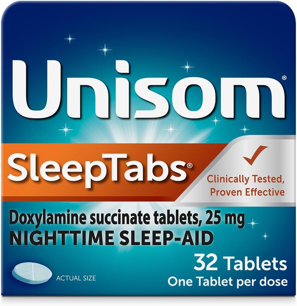Unisom SleepTabs, Nighttime Sleep-aid, Doxylamine Succinate, 32 таблетки