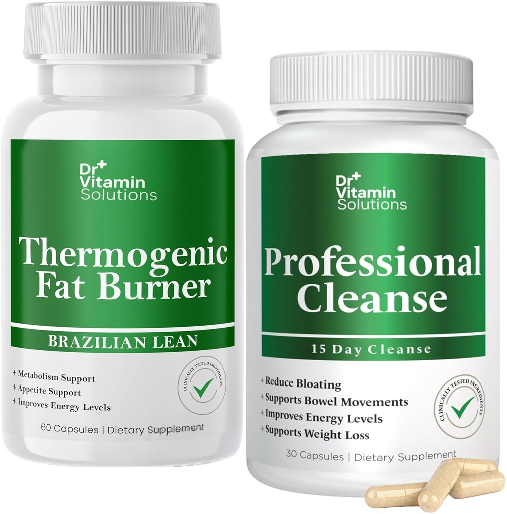 DR VITAMIN SOLUTIONS Thermogenic Fat Burner ו Detox ניקוי בונדלה - 15 יום ניקוי עבור ניהול משקל, בריאות Gut, ו- Bloating הקלה - 90 קפסולות