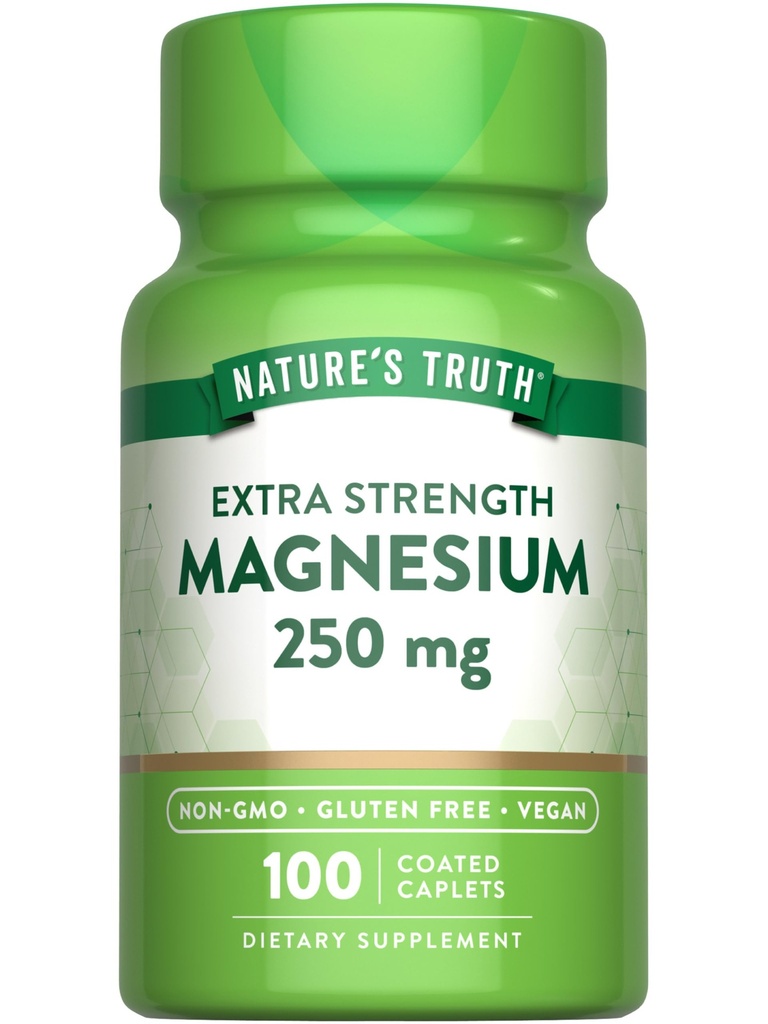 Nature's Truth Magnesium Supplement | 250 mg | 100 Caplets | Vegan, Non-GMO & Gluten Free