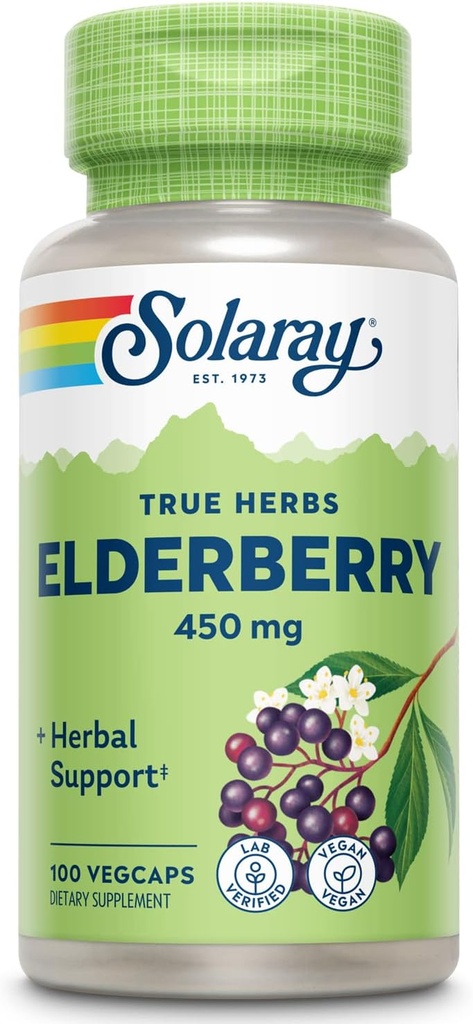 SOLAY  Elderberry & Floer 450mg sự hỗ trợ cho General Wellity trong thời kỳ lạnh tháng với các hình dạng & Phenlic