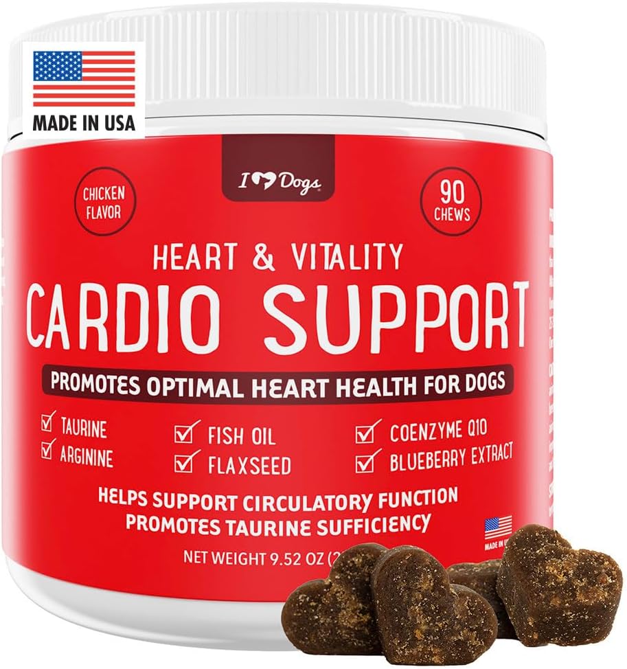 iHeartDogs Heart & Vitality Cardio Support for Dogs - Dog Heart Health Supplement with Anchovy Oil, Taurine, Flaxseed, Arginine, Blueberry Extract, Coenzime Q10