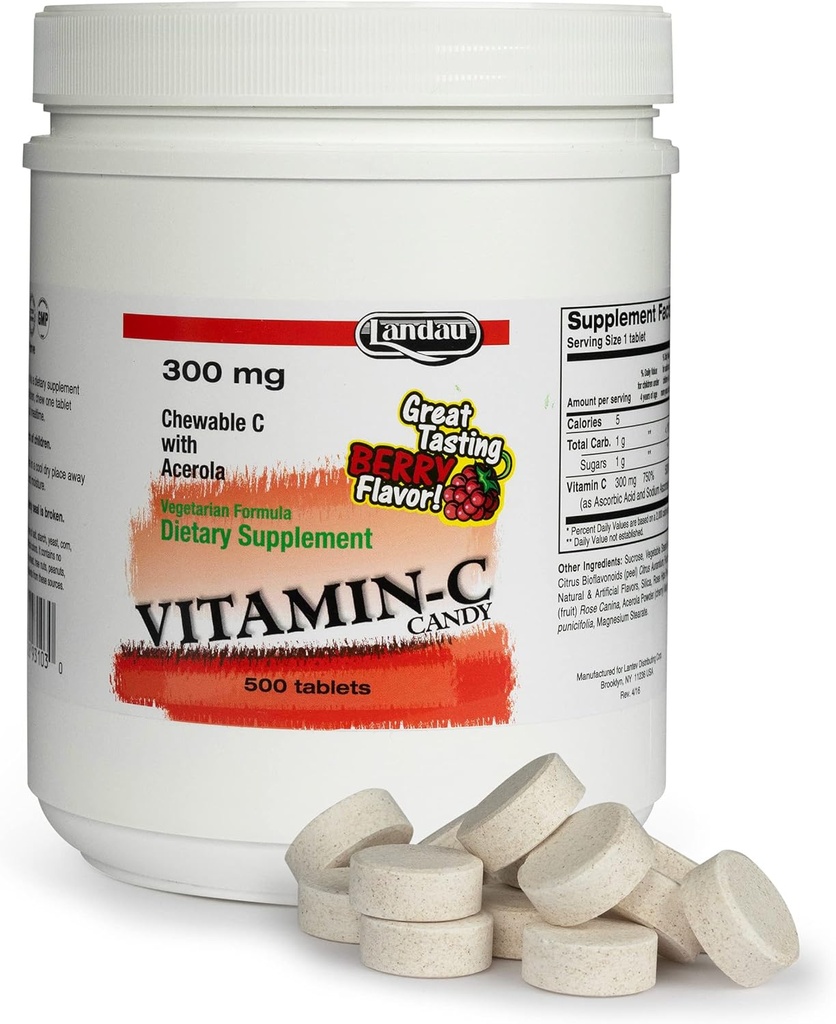 Landau Chewable Vitamin C Candy 300 Mg. Great Ochutnávka Berry Flavor - 500 CHW