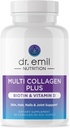 DR. EMIL NUTRITION Multi Collage Peptider Plus Biotin og vitamin D - Biotin og kollagen kosttilskudd for hår hud og negler - Biotin piller for hårvekst